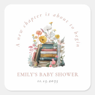 Sticker Carré New Chapter Floral Baby Shower