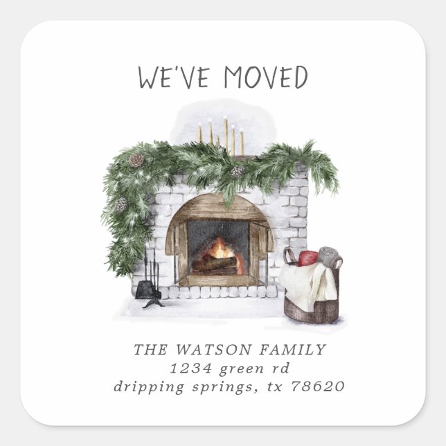 Sticker Carré New Family Home Rustic Moving Announcement (Devant)