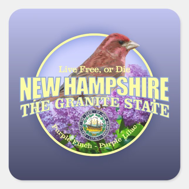 Sticker Carré New Hampshire State Bird & Flower (Devant)
