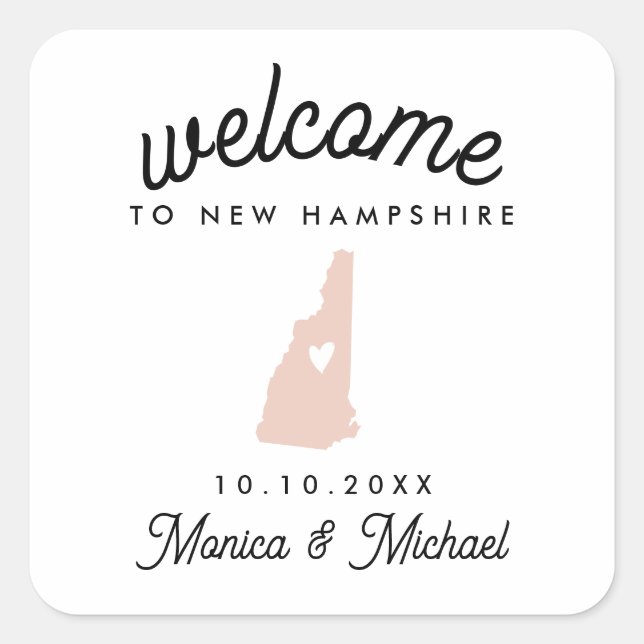 Sticker Carré NEW HAMPSHIRE State Destination Mariage N'IMPORTE  (Devant)