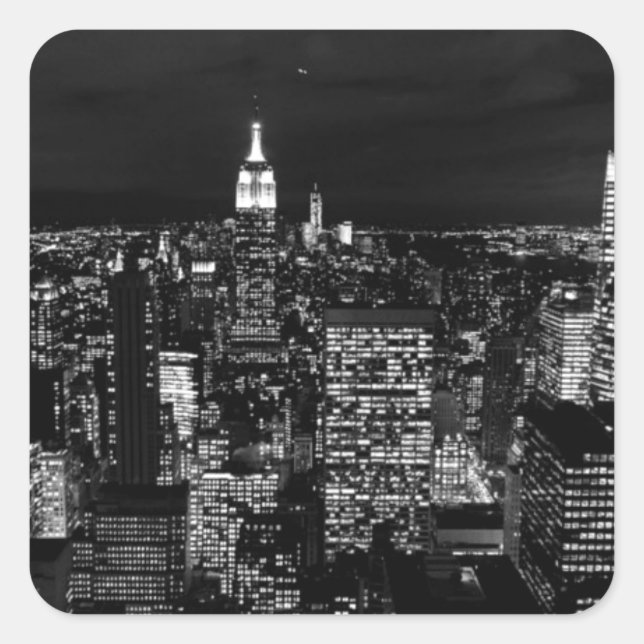 Sticker Carré New York City Night Skyline (Devant)