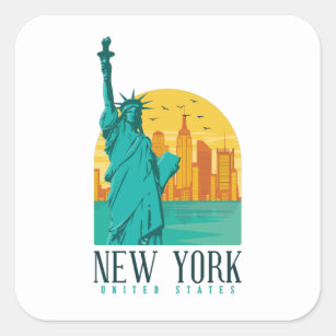 Sticker Carré New York City, NYC Skyline