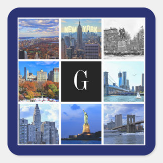 Sticker Carré New York City Skyline 8 Photo Collage