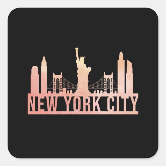 Sticker Carré New York City USA Cityscape Skyline Drôle cadeau (Devant)