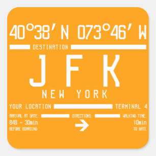 Sticker Carré New York JFK International Airport Code