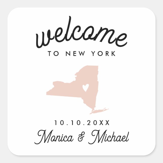 Sticker Carré NEW YORK State Destination Mariage N'IMPORTE QUELL (Devant)
