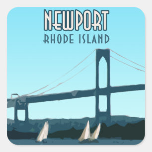 Sticker Carré Newport Rhode Island Bateaux Vintages