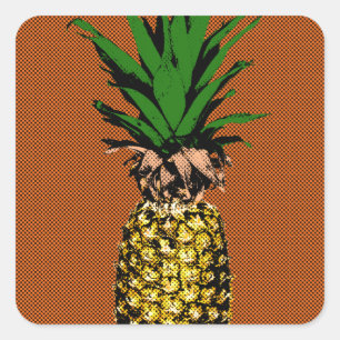 Sticker Carré Newsprint ananas
