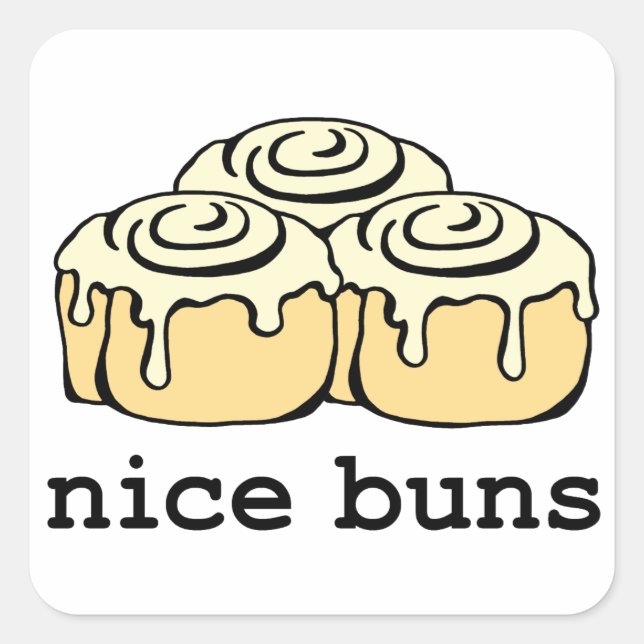 Sticker Carré Nice Buns Cartoon Cinnamon Roll (Devant)