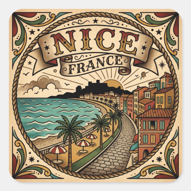 Sticker Carré Nice France (Devant)