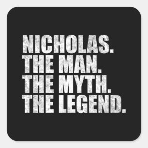 Sticker Carré Nicholas nom,Nicholas L'Homme Le Mythe La Légende