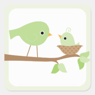 Sticker Carré Nid d'oiseau (vert)
