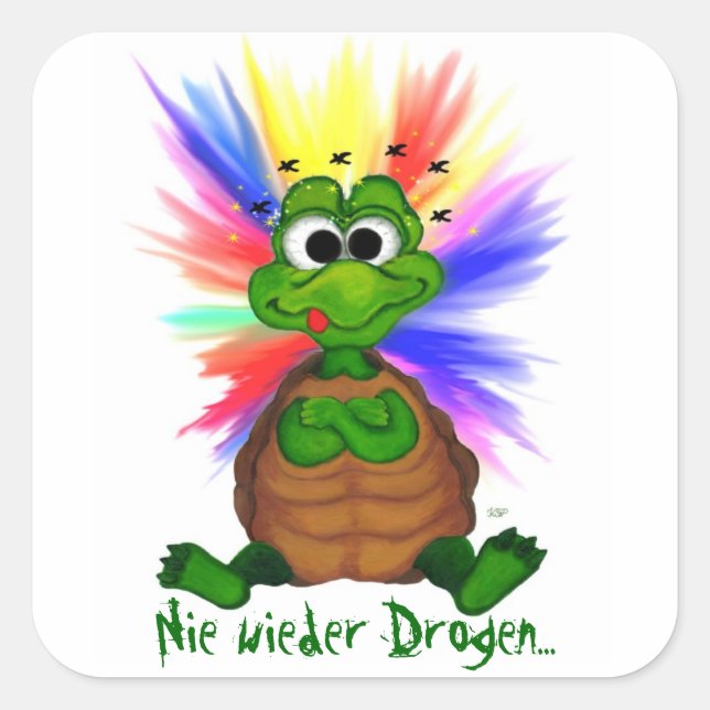 Sticker Carré Nie wieder Drogen (Devant)