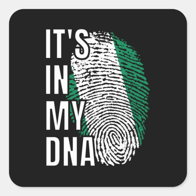 Sticker Carré Nigeria C'est dans mon ADN DrapeauThumbprint T-Shi (Devant)