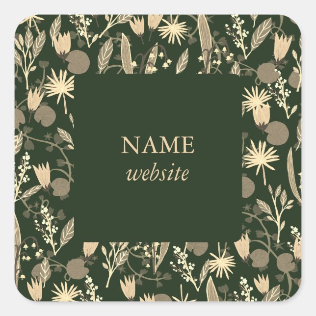 Sticker Carré Night Garden Botanical Floral Plants Modern Chic  (Devant)