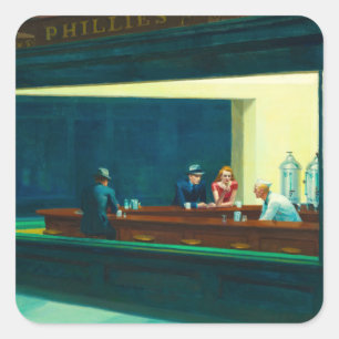 Sticker Carré Nighthawks, 1942 par Edward Hopper
