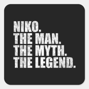 Sticker Carré Niko nom, Niko l'homme le mythe la légende