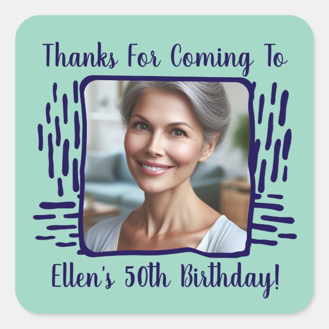 Sticker Carré N'importe quel âge Anniversaire Personnalisé Nom P (Devant)