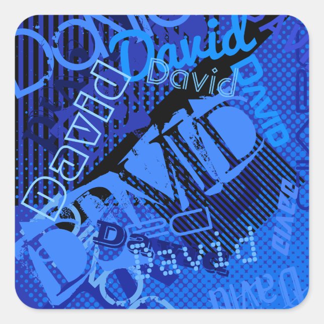 Sticker Carré N'importe quel nom Personnalisable Creative Blue (Devant)