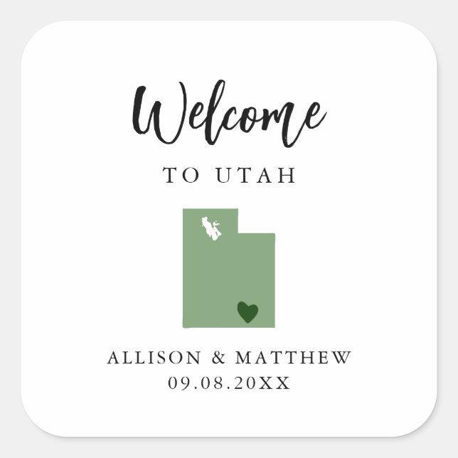 Sticker Carré N'importe quel sac de bienvenue Mariage Utah coule (Devant)