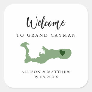 Sticker Carré N'importe quelle couleur Grand Cayman Mariage Welc