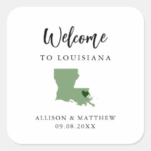 Sticker Carré N'importe quelle couleur Louisiana Mariage Welcome