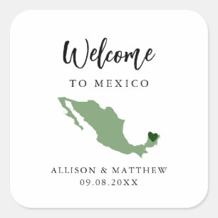 Sticker Carré N'importe quelle couleur Mexique Mariage Accueil S