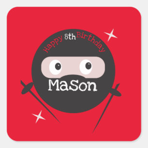 Sticker Carré Ninja Martial Arts Karate Boys Anniversaire