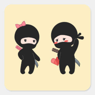 Sticker Carré Ninja Pair, un garçon et une fille