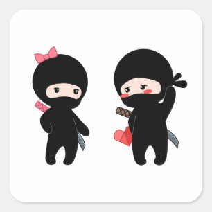 Sticker Carré Ninja Pair, un garçon et une fille