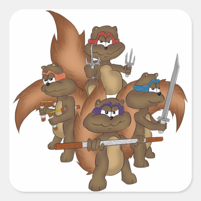 Sticker Carré Ninja Squirrels (Devant)