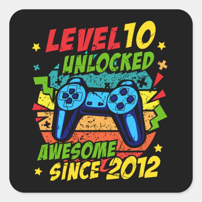 Sticker Carré Niveau 10 Awesome 2012 Game 10th Birthday (Devant)