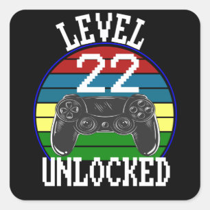 Sticker Carré Niveau 22 Déverrouillé Funny 22e anniversaire idée