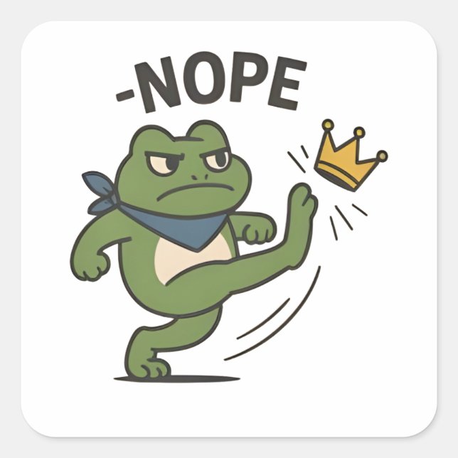 Sticker Carré No Kings in America Frog No Kings Democracy (Devant)