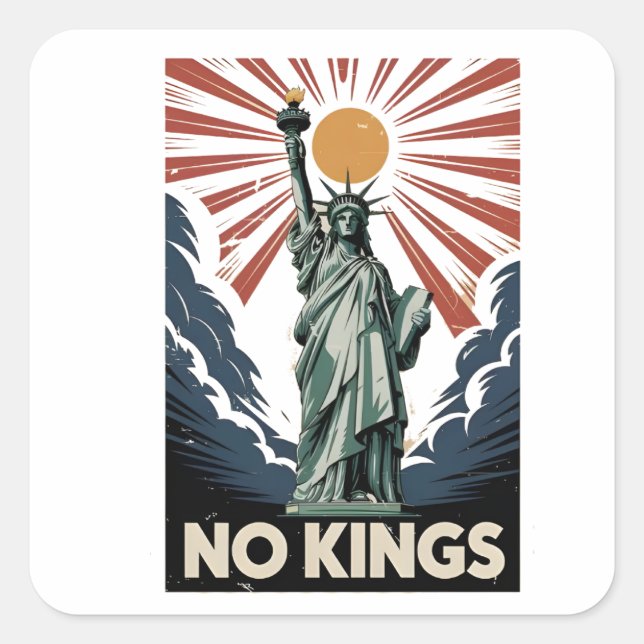 Sticker Carré No Kings In America Liberity Status USA Democrats  (Devant)
