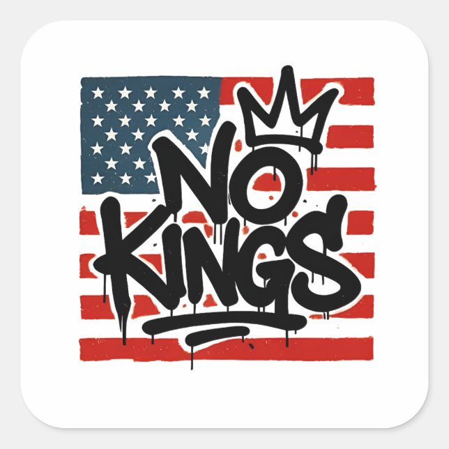 Sticker Carré No Kings In America Save Democracy I dissident Ant (Devant)