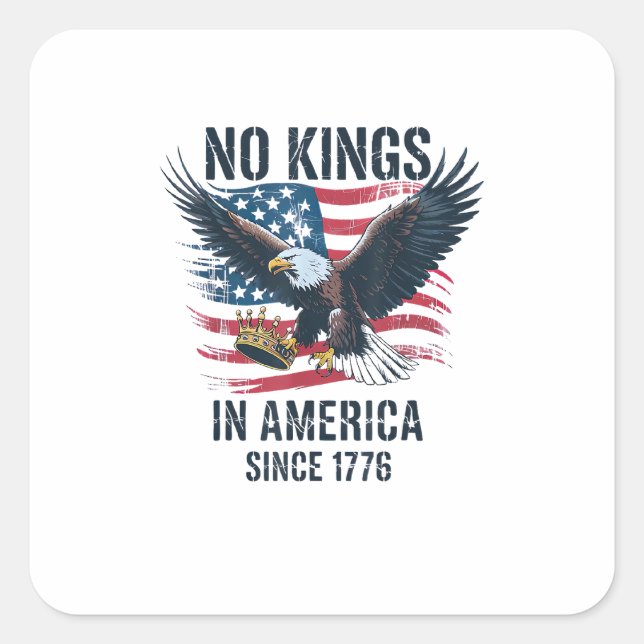 Sticker Carré No Kings In America Since 1776 Minimal Clean (Devant)