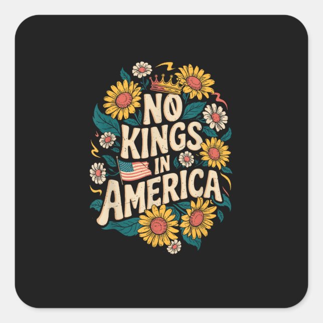 Sticker Carré No Kings In America We The People Political (Devant)