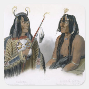 Sticker Carré Noapeh, un Indien d'Assiniboin et Psihdja-Sahpa, a