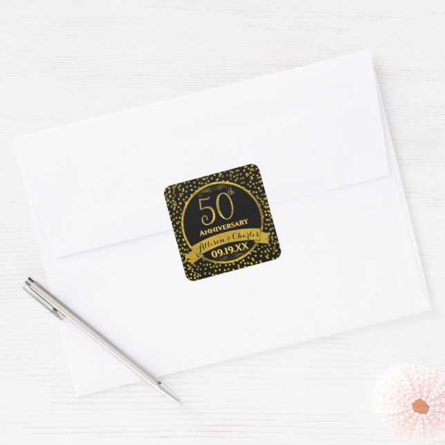 Sticker Carré Noces d'or 50 ans de mariage  (Enveloppe)