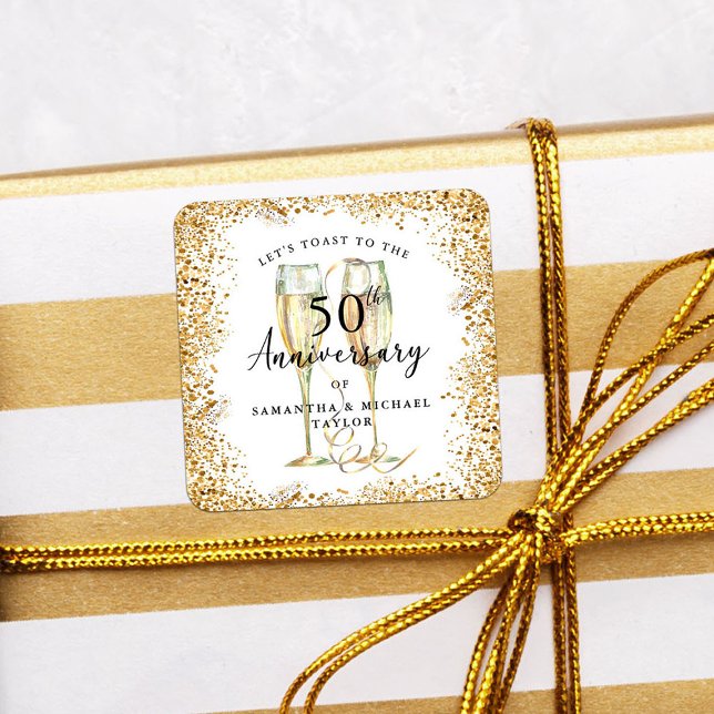 Sticker Carré Noces d'or pour 50 ans de mariage (Créateur téléchargé)