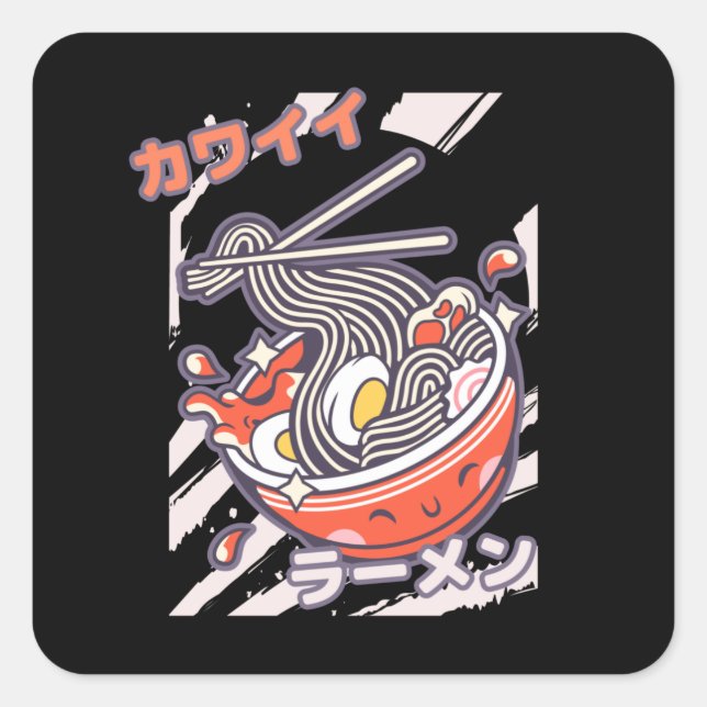 Sticker Carré Nodels Kawaii Ramen (Devant)