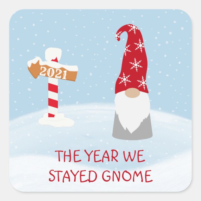 Sticker Carré Noël 2020 L'année où nous sommes restés Gnome (Devant)