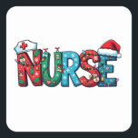 Sticker Carré noël 2025,<br><div class="desc">noël des soins infirmiers,  conception infirmière,  noël de l'hôpital,  noël 2024,  style infirmière,  infirmière de vacances,  infirmière graphique,  humour de noël,  esprit d'soins infirmiers,  vacances hospitalières,  infirmière de fête,  conception de noël,  amoureux des soins infirmiers</div>