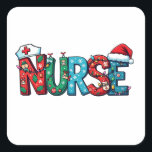 Sticker Carré noël 2025,<br><div class="desc">noël des soins infirmiers,  conception infirmière,  noël de l'hôpital,  noël 2024,  style infirmière,  infirmière de vacances,  infirmière graphique,  humour de noël,  esprit d'soins infirmiers,  vacances hospitalières,  infirmière de fête,  conception de noël,  amoureux des soins infirmiers</div>