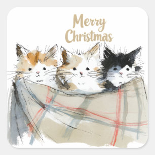 Sticker Carré Noël à Cute Kittens