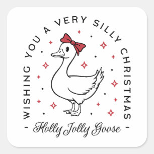 Sticker Carré Noël à l'oie sotte voeux à la coquette préppie