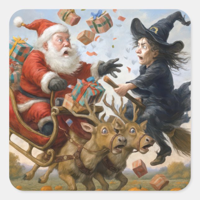 Sticker Carré Noël Action de grâces et crash d'Halloween (Devant)