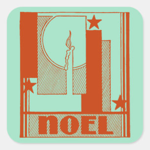 Sticker Carré Noël Art déco Noel