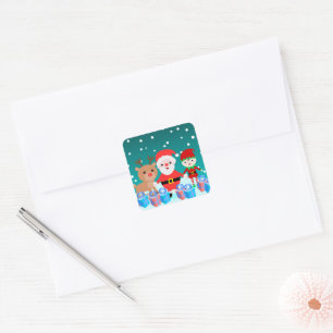 Sticker Carré Noël blanc père Noël